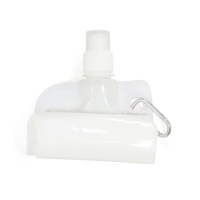 zusammengerollte Faltflasche 0,5ml in weiß mit Karabiner